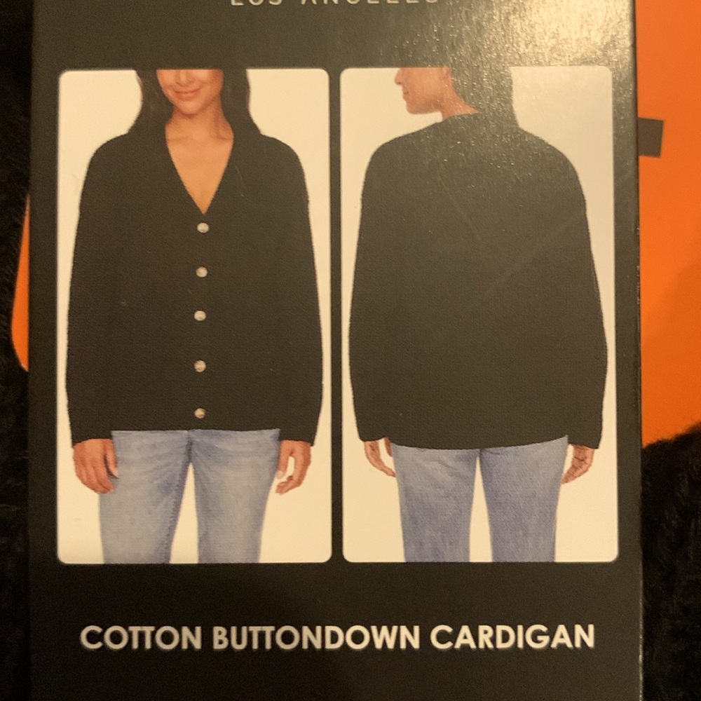 New Hudson Los Angeles Cotton Button Down Black Cardigan Sweater Size L